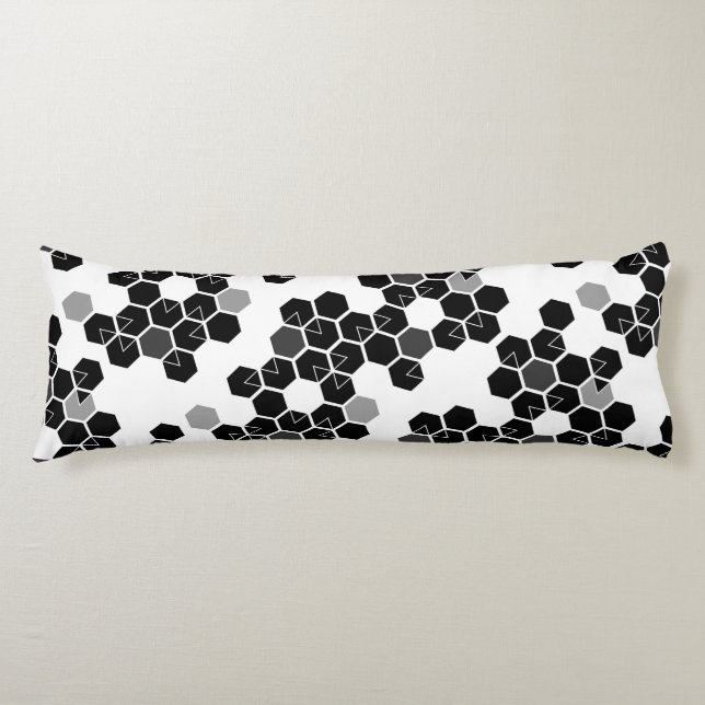 Coussins Longs Mignons motifs de données hexadécimales noir et bl (Devant)