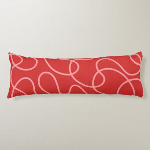 Coussins Longs Minimaliste Abstrait Rouge et Rose