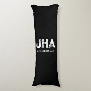 COUSSINS LONGS MINIMALISTE BLANC MONOGRAMME DE TROIS LETTRES NOM
