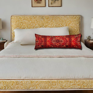 Coussins Longs Modèle de tapis oriental en rouge foncé