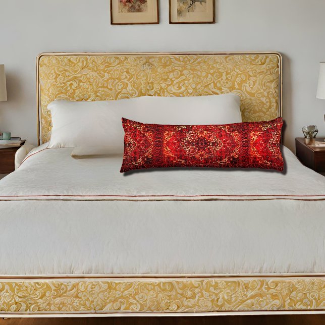 Coussins Longs Modèle de tapis oriental en rouge foncé (Créateur téléchargé)