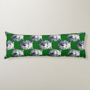 Coussins Longs Modèle de tête de loup blanc design vert