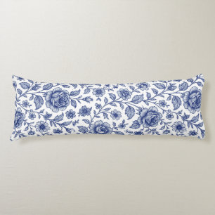 Coussins Longs Modèle Floral Royal Bleu Rose