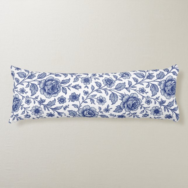 Coussins Longs Modèle Floral Royal Bleu Rose (Devant)