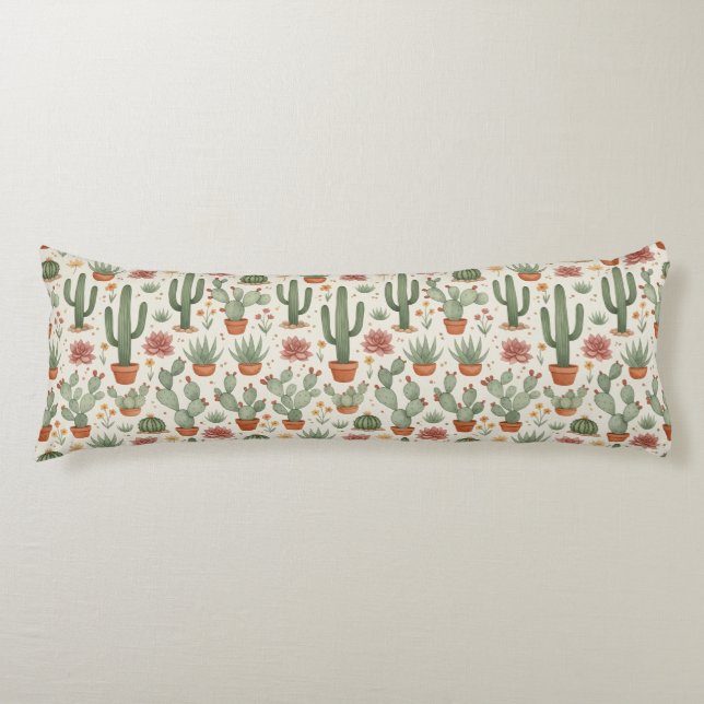 Coussins Longs Modèle sans couture de cactus de désert succulent (Devant)