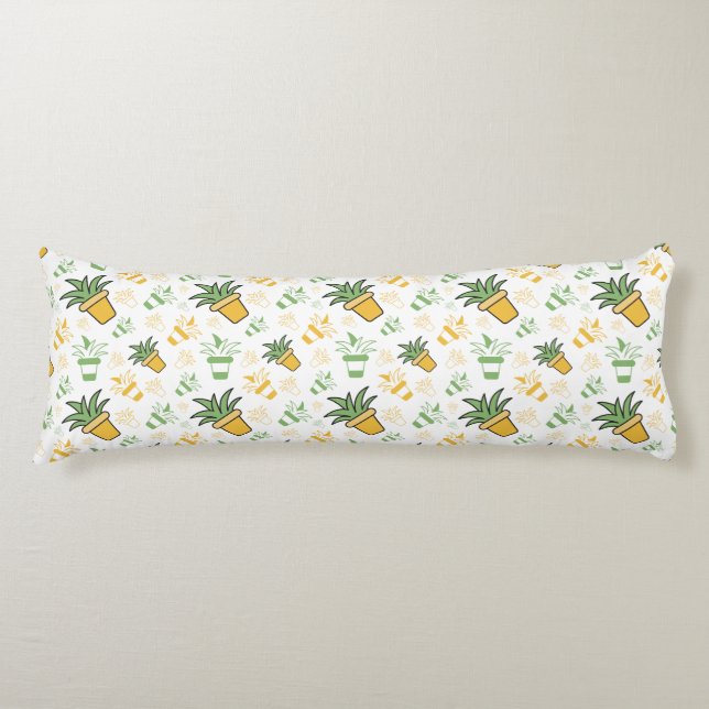 Coussins Longs Modèle sans couture de plantes en pot botaniques (Devant)