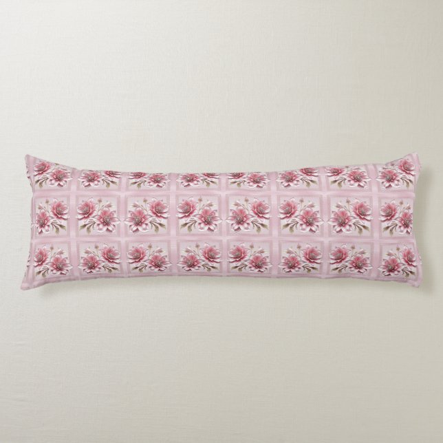 Coussins Longs Modern Pink Flowers Body Pillow (Devant)