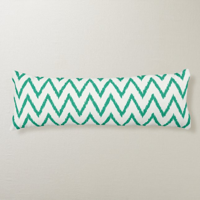 Coussins Longs Moderne chic texturé vert motif chevron ikat (Devant)