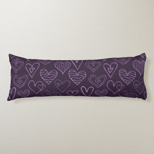 Coussins Longs Moderne motif de cœurs violets foncés (Devant)
