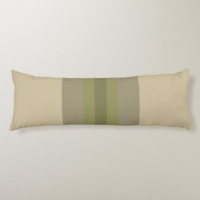 Coussins Longs Moderne motif rayé vert mousse beige (Devant)