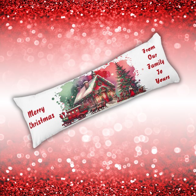 Coussins Longs Monogram Festive Vintage Noël sur blanc | (Créateur téléchargé)