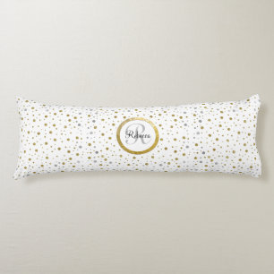 Coussins Longs Monogram Gold Leaf Print Silver Confetti