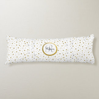 Coussins Longs Monogram Gold Leaf Print Silver Confetti