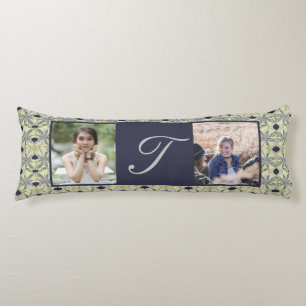 Coussins Longs Monogramme 2 Photos Personnalisées Cyanus Fleurs