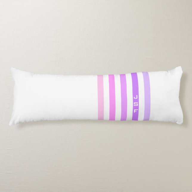 Coussins Longs Monogramme à rayures verticales rose et violet (Devant)