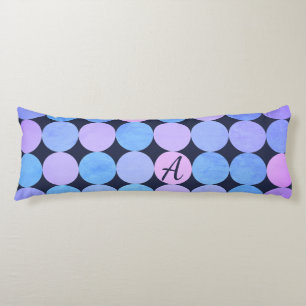 Coussins Longs Monogramme bleu pourpre et rose des cercles