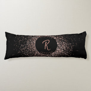 Coussins Longs Monogramme de cadre de Parties scintillant rose ro