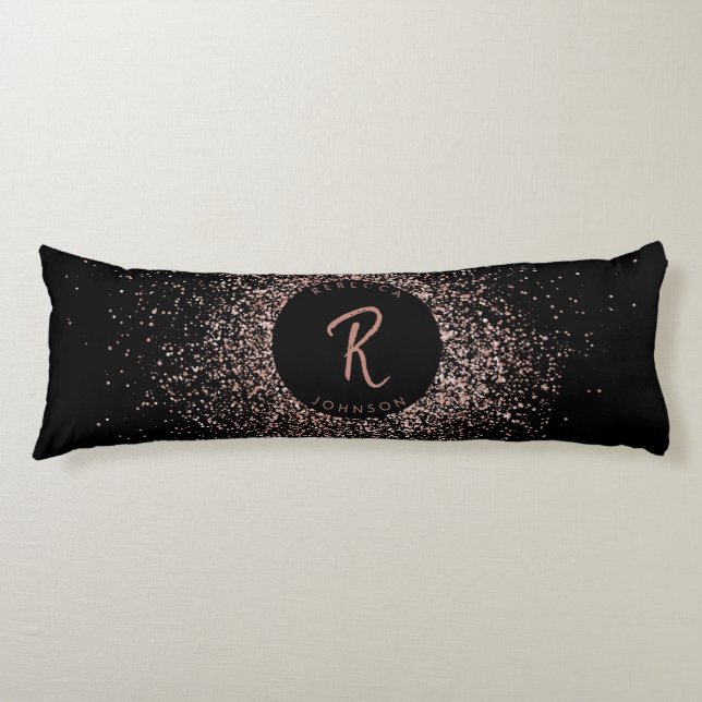 Coussins Longs Monogramme de cadre de Parties scintillant rose ro (Devant)