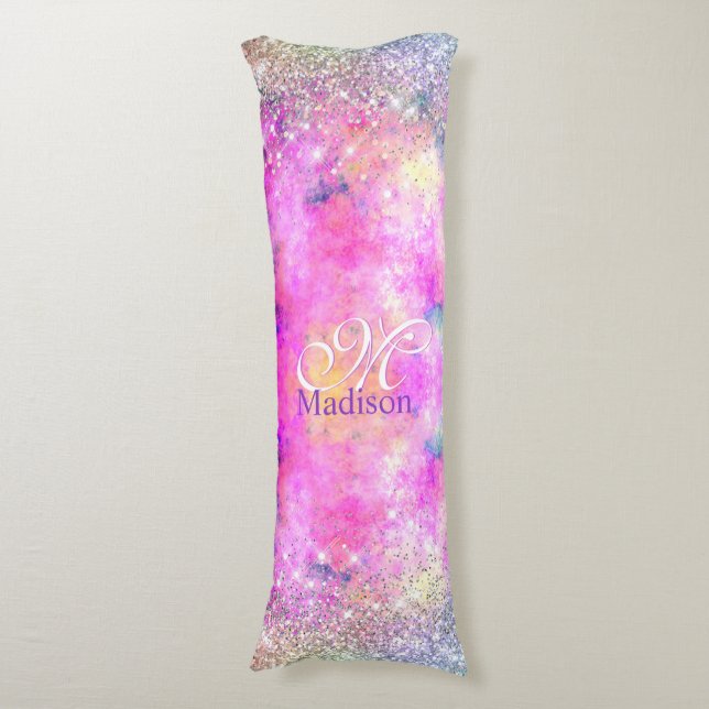 Coussins Longs Monogramme de fausse parties scintillant argent ir (Devant (Vertical))