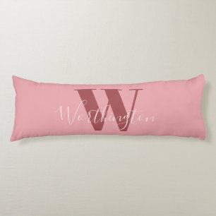Coussins Longs Monogramme de fille et nom rose roux