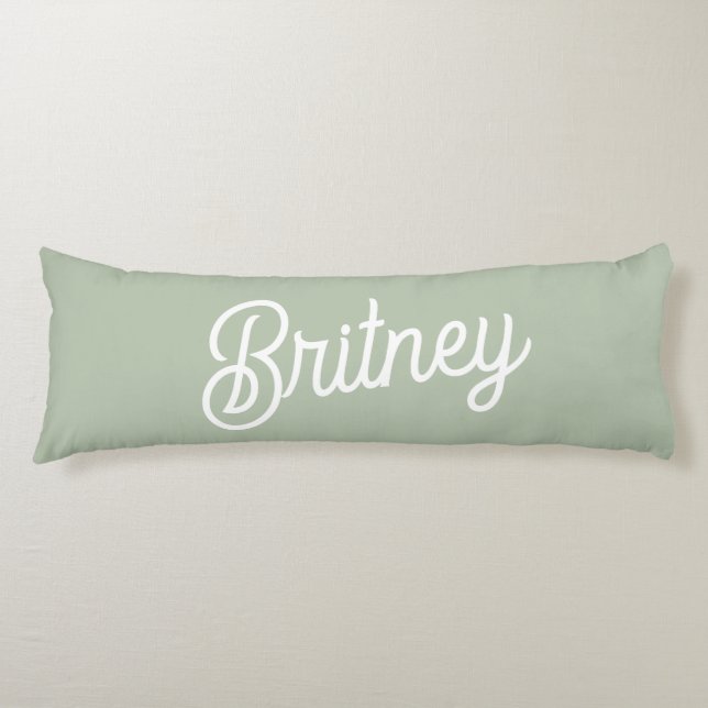 Coussins Longs Monogramme et nom personnalisés de Sage Vert moder (Devant)