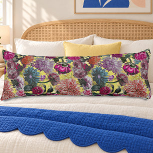 Coussins Longs Monogramme Floral Élégant Vintage Jaune