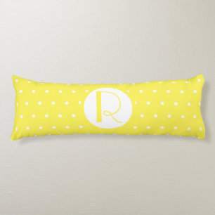 Coussins Longs Monogramme initial Pois jaune vif