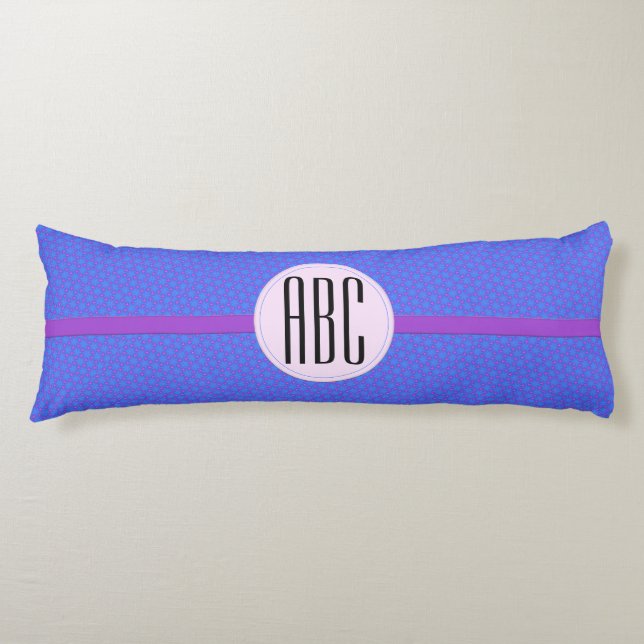 Coussins Longs Monogramme personnalisé bleu violet (Devant)