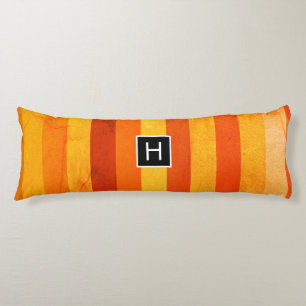 Coussins Longs Monogramme rayures orange rouge altéré chaud