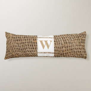 Coussins Longs Monogramme Russe de Burlap initial