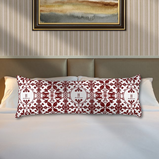 Coussins Longs Monogramme vintage Damas (Créateur téléchargé)