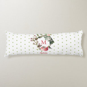 Coussins Longs Monogramme Vintage Floral et Pois de couronne d'oi