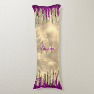 Coussins Longs Monographie de gouttes d'or et de rose chaud