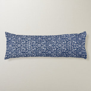 Coussins Longs Morris Vintage 1882 Fond Bleu Motif Floral