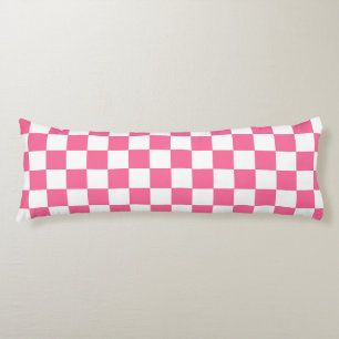 Coussins Longs Motif à carreaux à damier rose et blanc