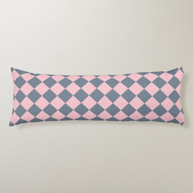 Coussins Longs Motif à carreaux diamant gris rose  (Devant)