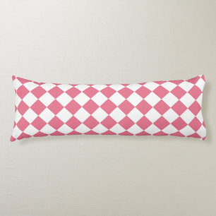 Coussins Longs Motif à carreaux diamant rose blanc