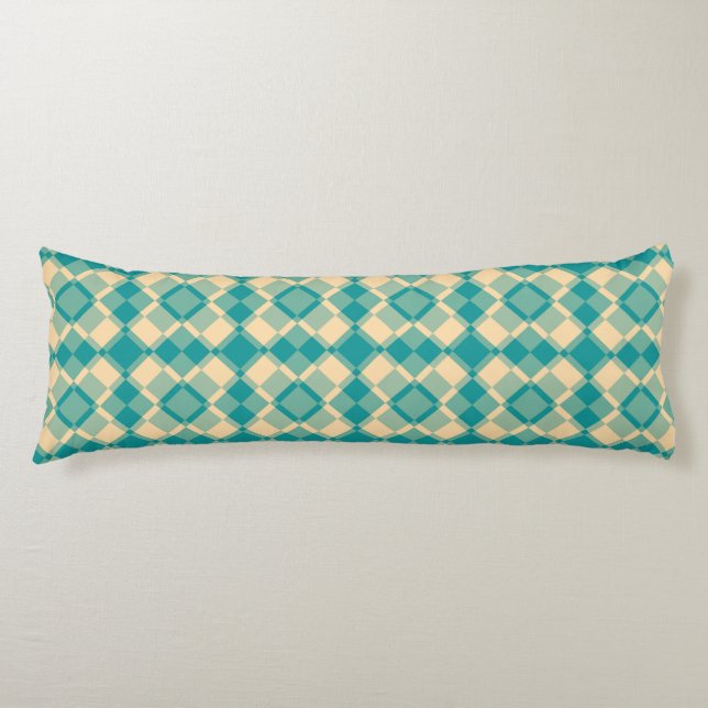 Coussins Longs Motif à carreaux et argyle jaune sarcelle (Devant)