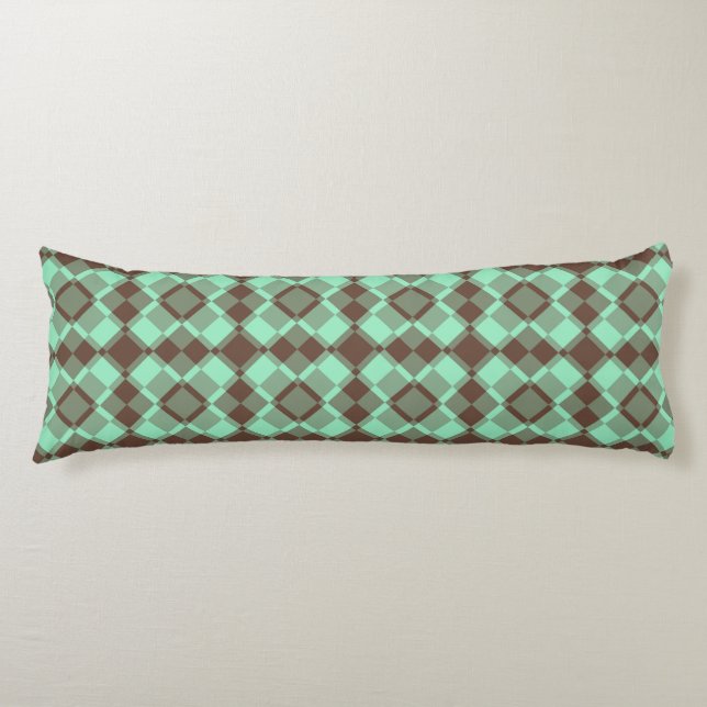 Coussins Longs Motif à carreaux et argyle marron sarcelle (Devant)