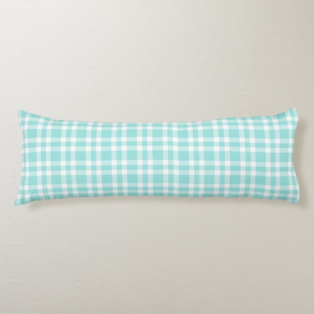 Coussins Longs Motif à carreaux vert bleu et blanc (Devant)