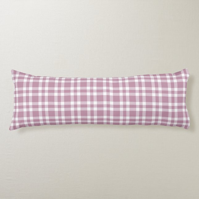 Coussins Longs Motif à carreaux violet et blanc (Devant)