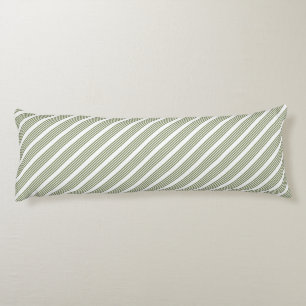 Coussins Longs Motif à cinq bandes vert et blanc olive