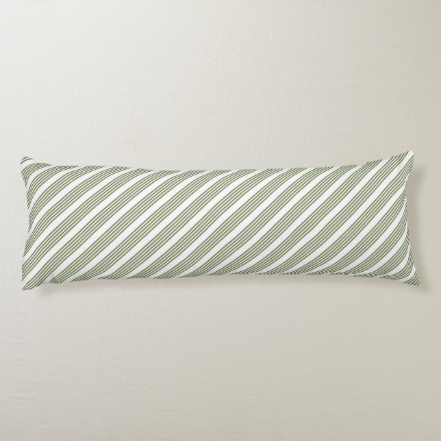 Coussins Longs Motif à cinq bandes vert et blanc olive (Dos)