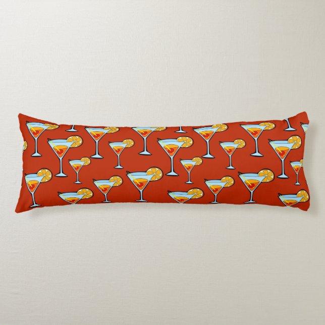 Coussins Longs Motif à cocktails Dark Orange Martini (Devant)