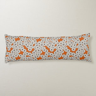 Coussins Longs Motif à fleurs Art déco - crème sur rouille