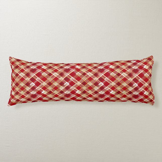 Coussins Longs Motif à plis blanc et rouge diagonale moderne (Devant)