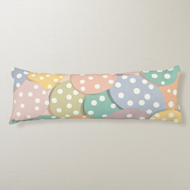 Coussins Longs Motif à points Polka sans couleur pastel (Devant)