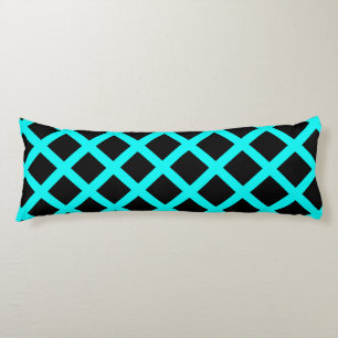 Coussins Longs Motif à rayures diamantées à carreaux turquoise et