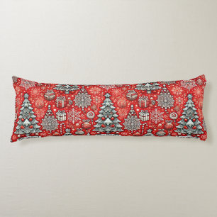 Coussins Longs Motif à thème de Noël avec des arbres, des flocons