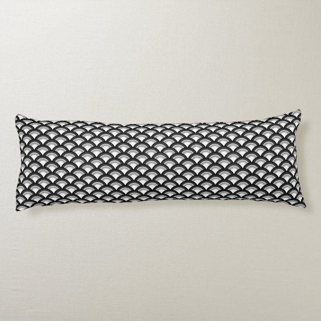Coussins Longs Motif à vagues Art déco - noir et blanc (Dos)